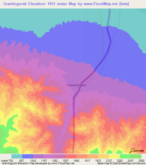 Granitogorsk,Kazakhstan Elevation Map