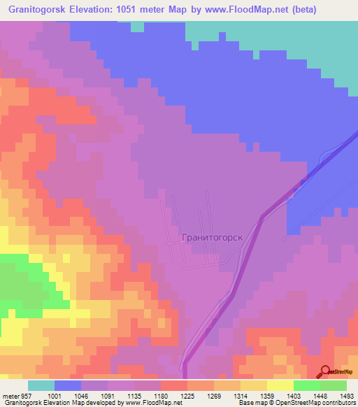 Granitogorsk,Kazakhstan Elevation Map