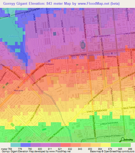 Gornyy Gigant,Kazakhstan Elevation Map