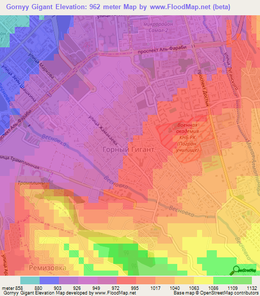 Gornyy Gigant,Kazakhstan Elevation Map