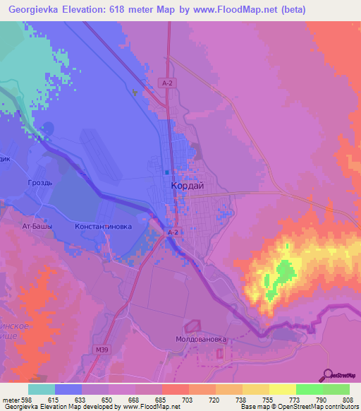Georgievka,Kazakhstan Elevation Map