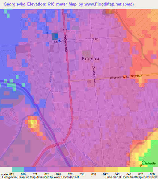 Georgievka,Kazakhstan Elevation Map