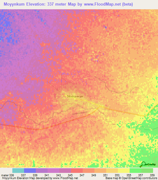 Moyynkum,Kazakhstan Elevation Map
