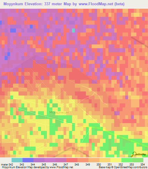 Moyynkum,Kazakhstan Elevation Map