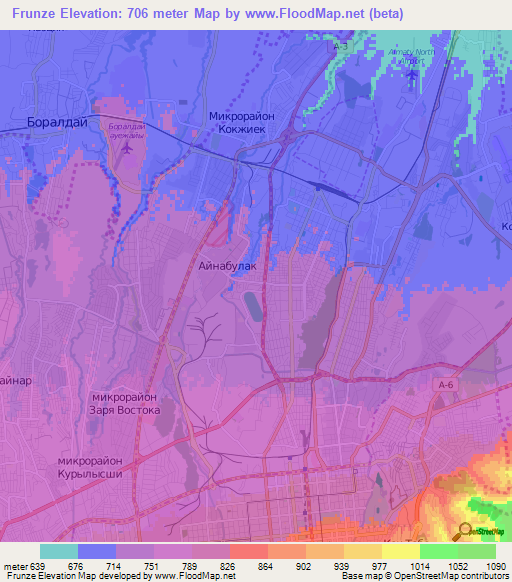 Frunze,Kazakhstan Elevation Map
