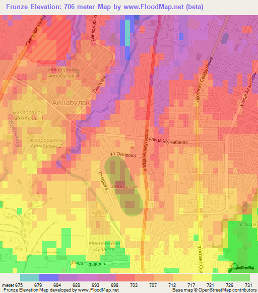 Frunze,Kazakhstan Elevation Map