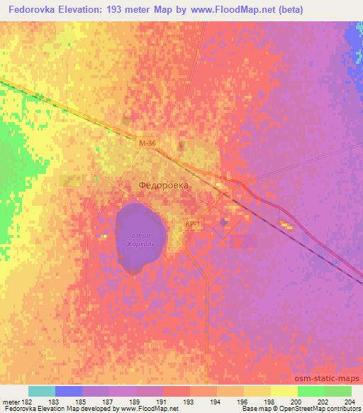 Fedorovka,Kazakhstan Elevation Map