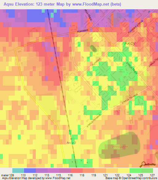 Aqsu,Kazakhstan Elevation Map