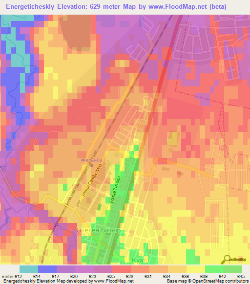 Energeticheskiy,Kazakhstan Elevation Map