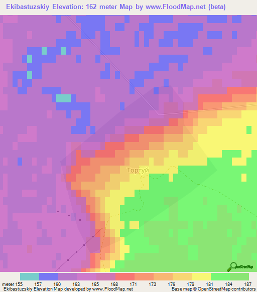 Ekibastuzskiy,Kazakhstan Elevation Map