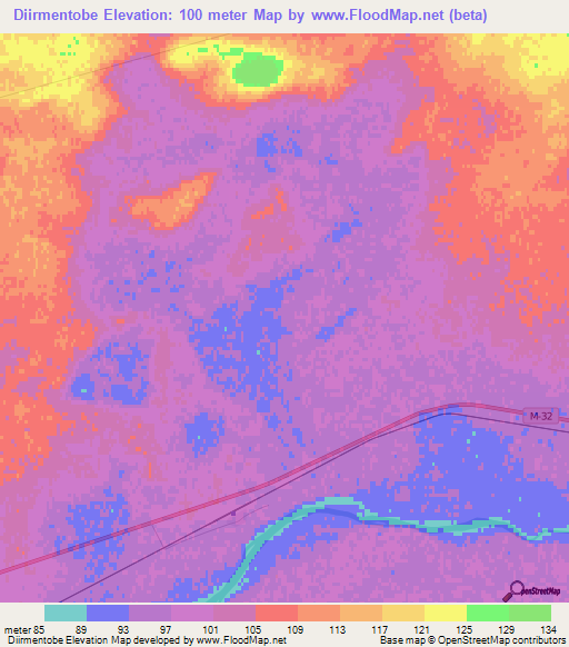 Diirmentobe,Kazakhstan Elevation Map
