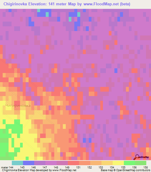 Chigirinovka,Kazakhstan Elevation Map