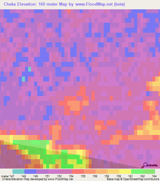 Cheka,Kazakhstan Elevation Map