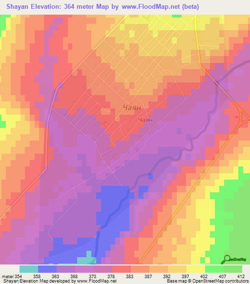 Shayan,Kazakhstan Elevation Map