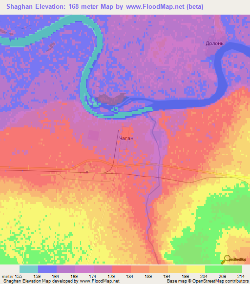 Shaghan,Kazakhstan Elevation Map