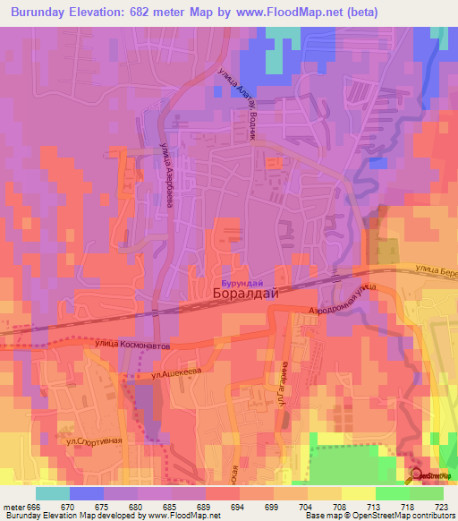Burunday,Kazakhstan Elevation Map