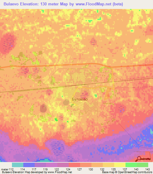 Bulaevo,Kazakhstan Elevation Map