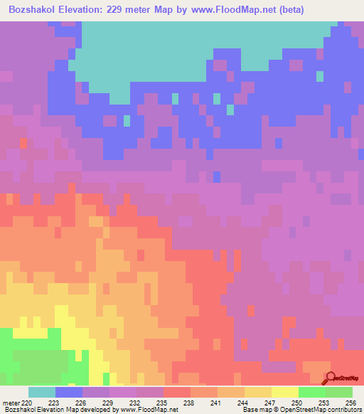 Bozshakol,Kazakhstan Elevation Map
