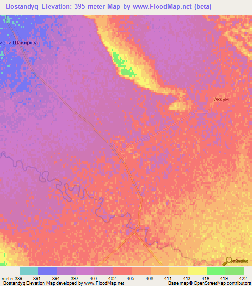 Bostandyq,Kazakhstan Elevation Map