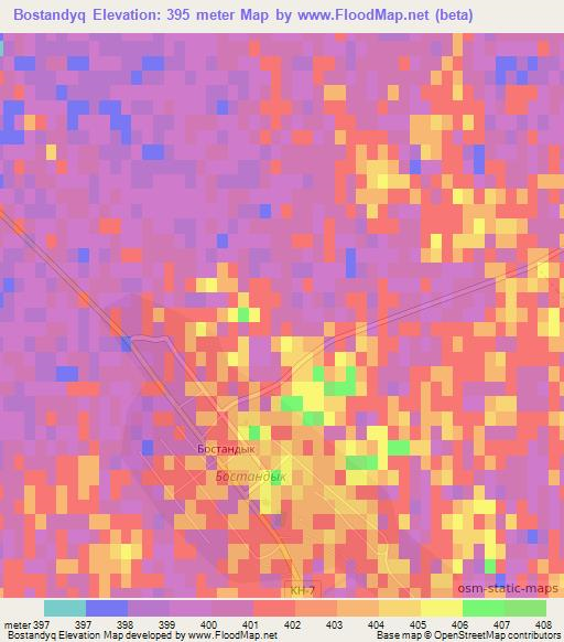 Bostandyq,Kazakhstan Elevation Map