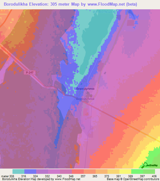 Borodulikha,Kazakhstan Elevation Map