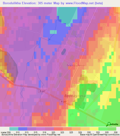 Borodulikha,Kazakhstan Elevation Map