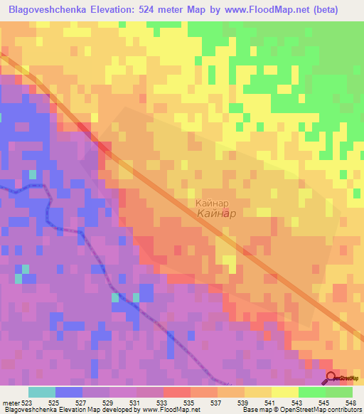 Blagoveshchenka,Kazakhstan Elevation Map