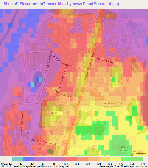 Bishkul',Kazakhstan Elevation Map