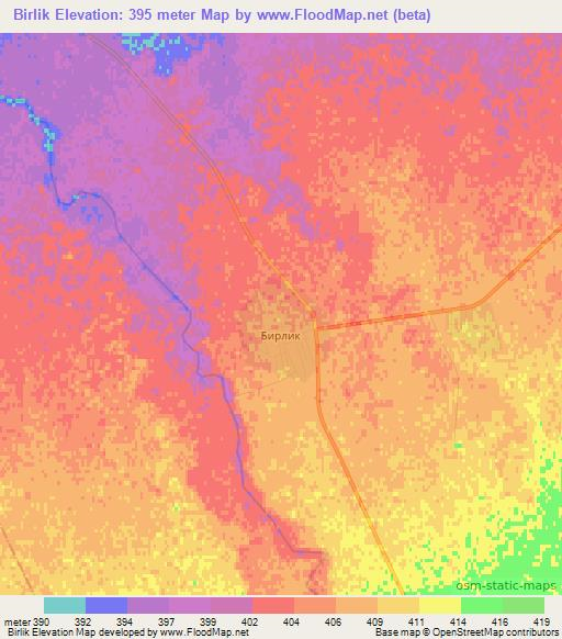 Birlik,Kazakhstan Elevation Map
