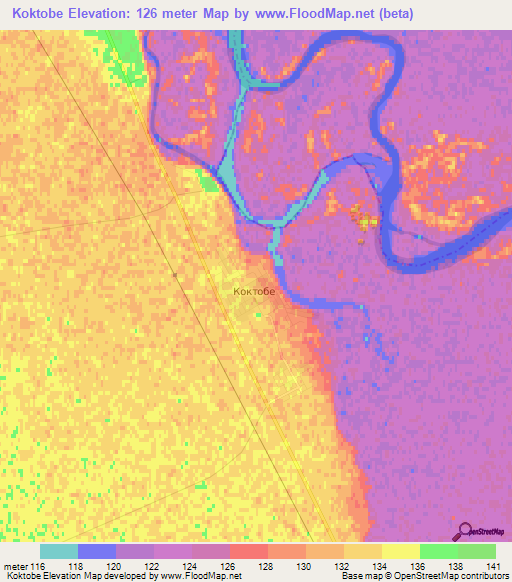 Koktobe,Kazakhstan Elevation Map