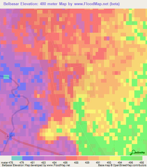 Belbasar,Kazakhstan Elevation Map