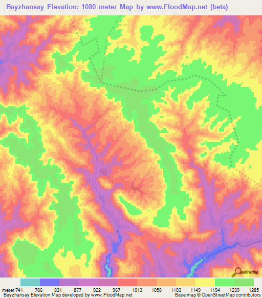 Bayzhansay,Kazakhstan Elevation Map