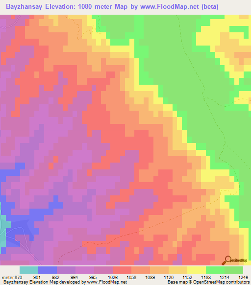 Bayzhansay,Kazakhstan Elevation Map