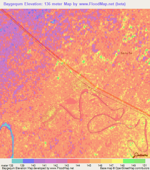 Baygequm,Kazakhstan Elevation Map