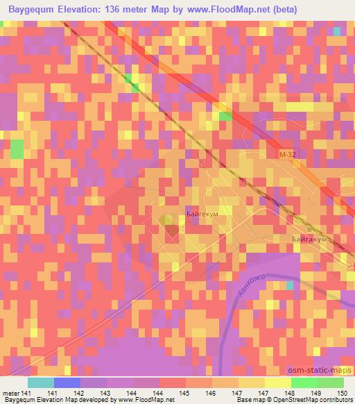 Baygequm,Kazakhstan Elevation Map