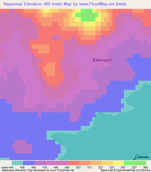 Bayanauyl,Kazakhstan Elevation Map