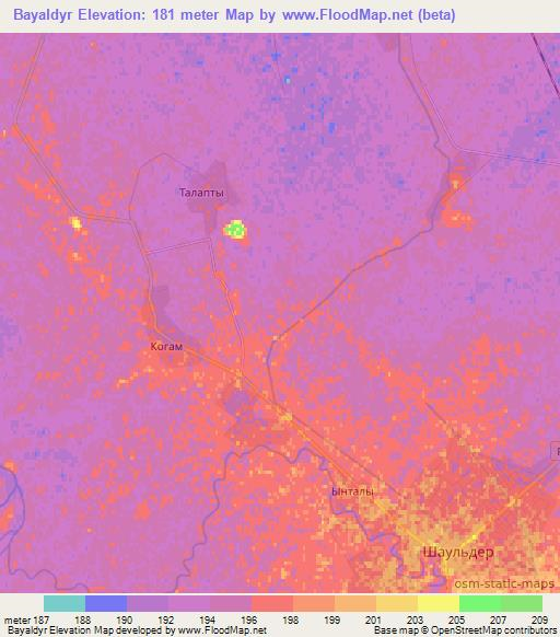 Bayaldyr,Kazakhstan Elevation Map