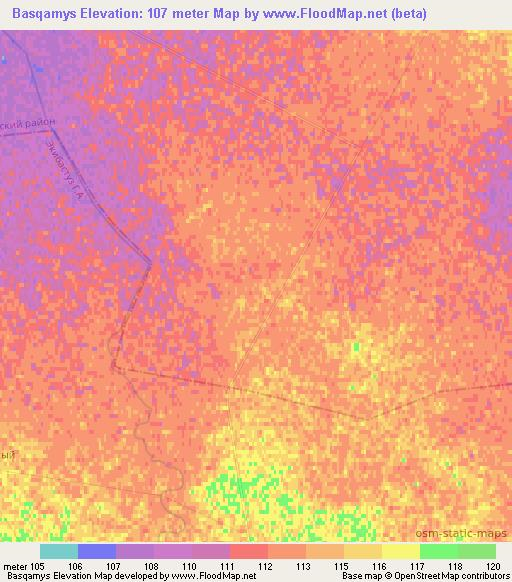 Basqamys,Kazakhstan Elevation Map