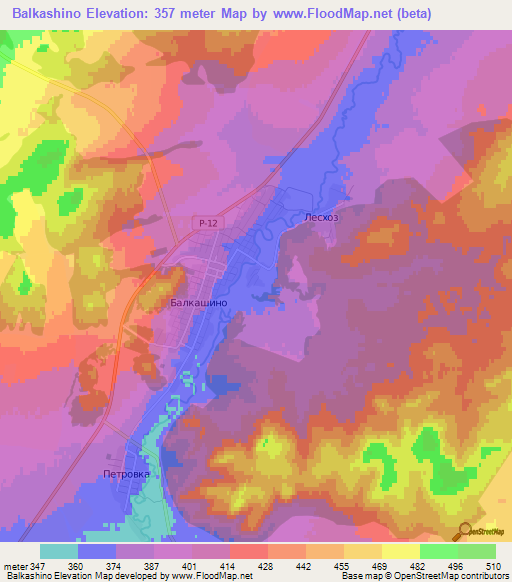 Balkashino,Kazakhstan Elevation Map