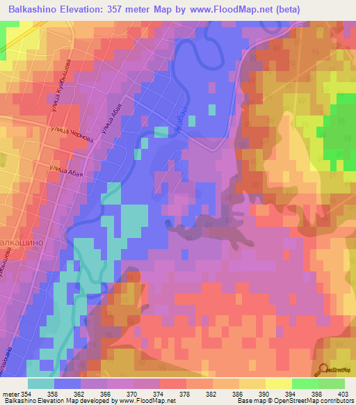 Balkashino,Kazakhstan Elevation Map