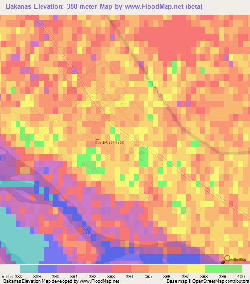 Bakanas,Kazakhstan Elevation Map