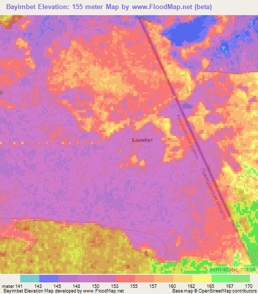 Bayimbet,Kazakhstan Elevation Map