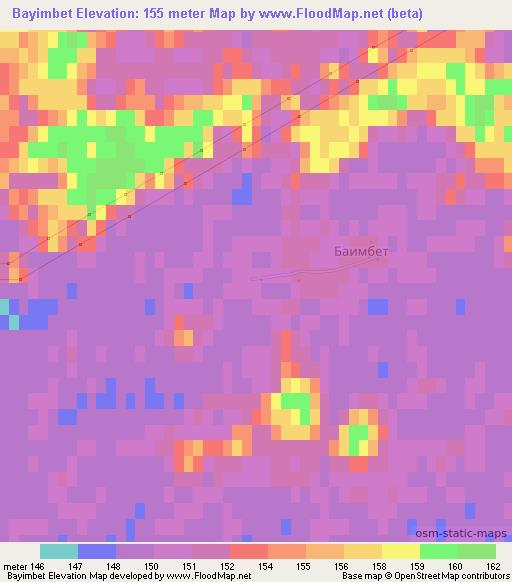 Bayimbet,Kazakhstan Elevation Map