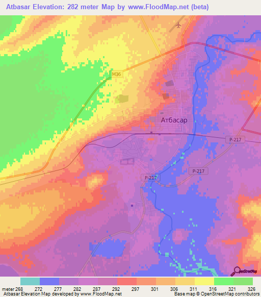 Atbasar,Kazakhstan Elevation Map
