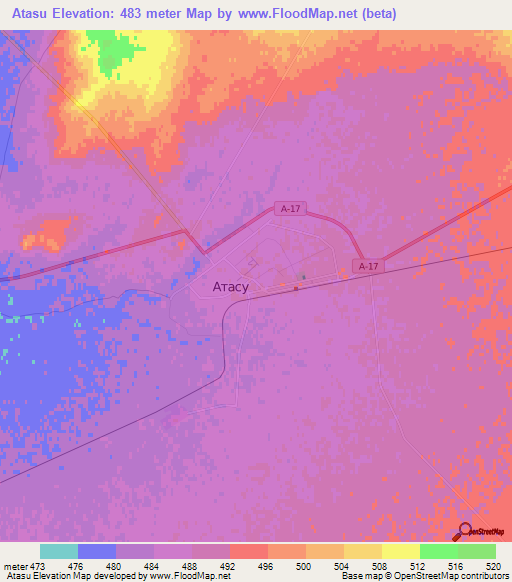 Atasu,Kazakhstan Elevation Map