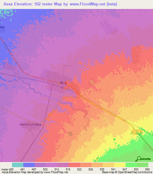 Assa,Kazakhstan Elevation Map
