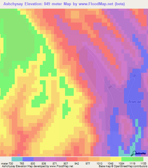 Ashchysay,Kazakhstan Elevation Map