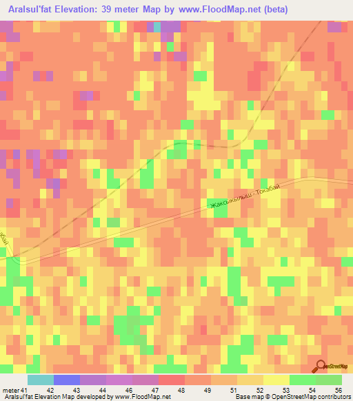 Aralsul'fat,Kazakhstan Elevation Map
