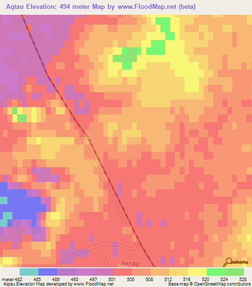 Aqtau,Kazakhstan Elevation Map