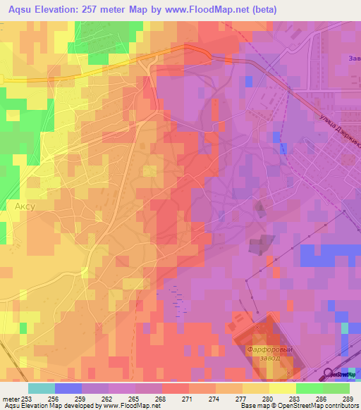 Aqsu,Kazakhstan Elevation Map